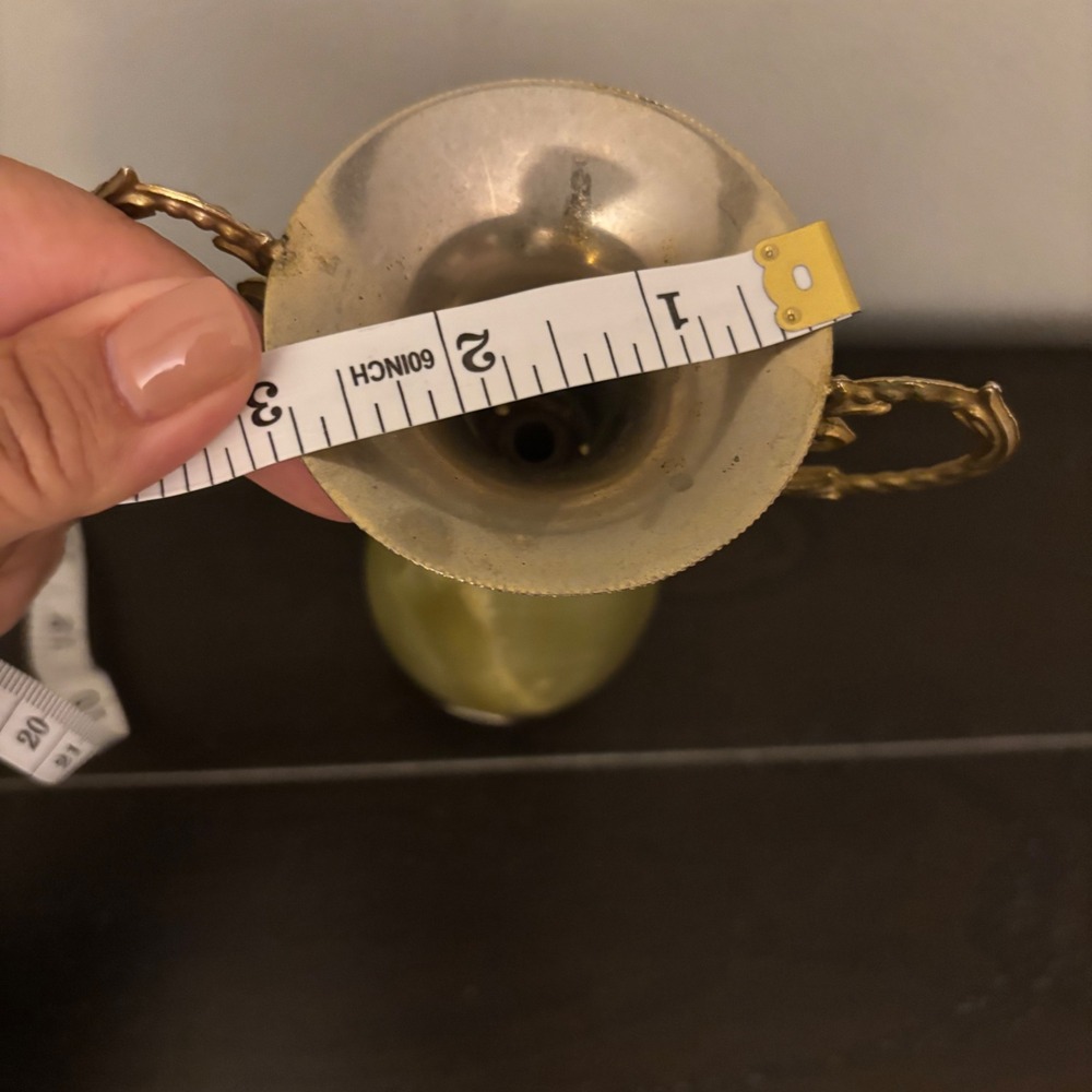 Vintage Onyx Stone Bud Vase | Brass Handles | Pakistan Onyx | Made in Italy - Picture 7 of 12